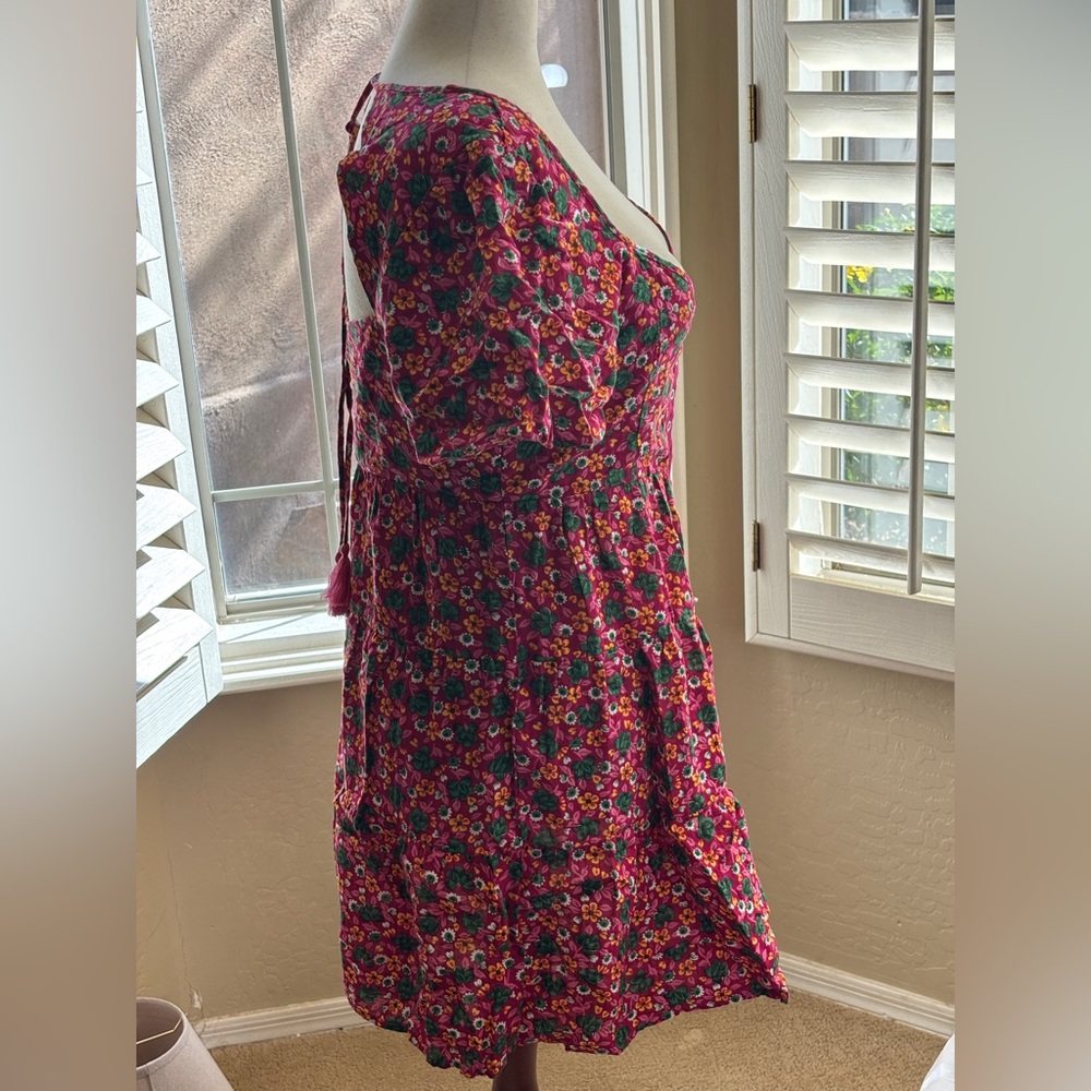 Betsey Johnson Floral Pink Button Up Mini Dress Women’s Size XL New #Jm208976 - Picture 3 of 8